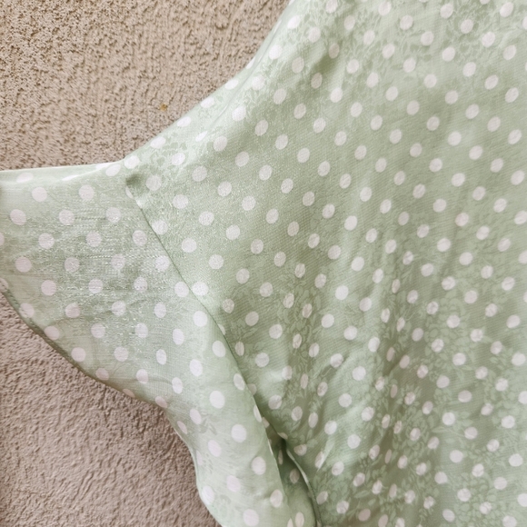 NEW Zara Top Women’s Small Green Polka Dot 3/4 Sleeve Summer - Picture 9 of 9